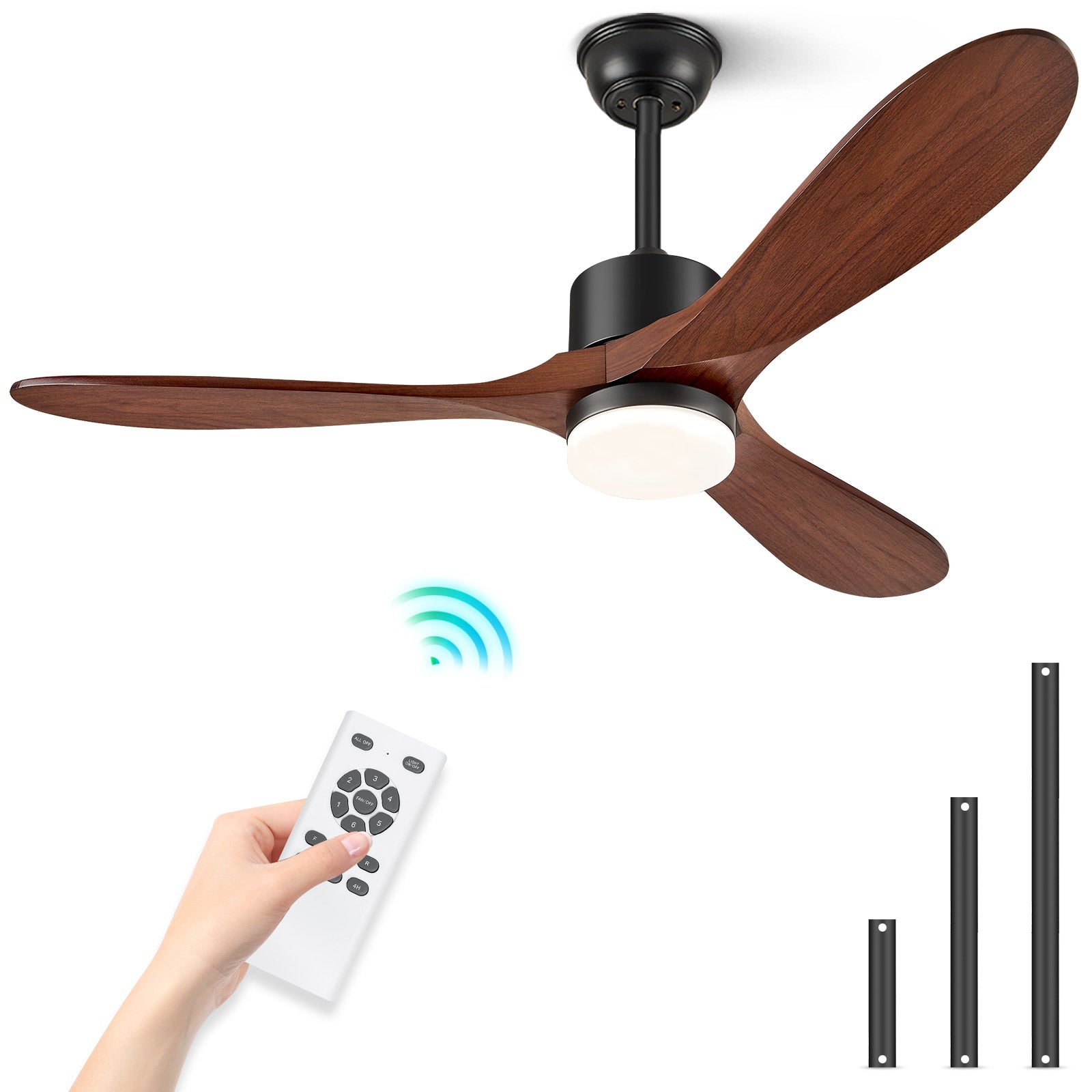 ABZ 54'' Black Ceiling Fans with Lights - Outdoor Ceiling Fan with Rem