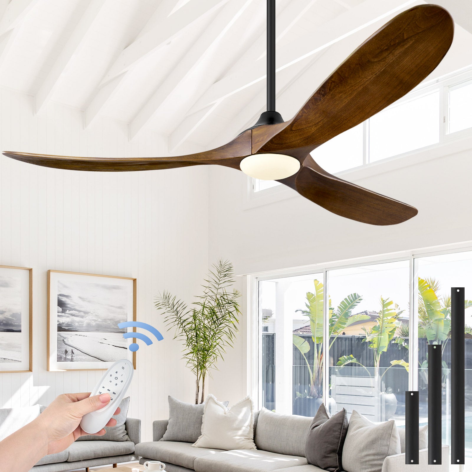 ABZ 52 Inch Ceiling Fans with Lights and Remote Control, Outdoor Ceili