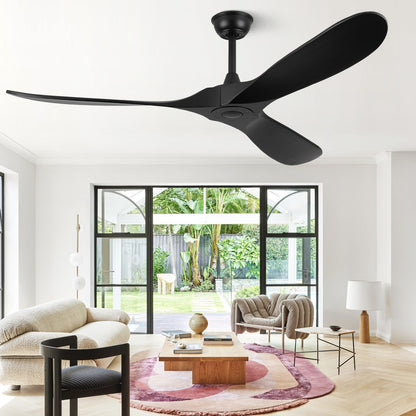 ABZ 52" Ceiling Fan without Light - 52 inch Propeller Solid Wood Blades Bronze Gray Ceiling Fan no Light with Remote Control for Outdoor Indoor Patio Porch Living Room