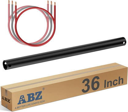 ABZ 60 Inch Ceiling Fan Downrod Accessories with Extended Cord, 5 FT Downrod for Ceiling Fan Not Threaded (Black)